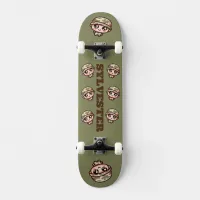 Cute Kawaii Army Camouflage Monogram on Green | Skateboard