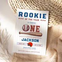 Rookie of the Year 1st Birthday Baseball Photo Invitation