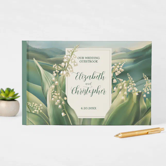 Elegant Lily of the valley Floral Wedding Guest Book