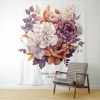 Plum, Gray, Copper and Dusty Rose Floral Wedding Tapestry