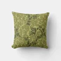 Stylish Olive Green Spiky Cactus Print Throw Pillow