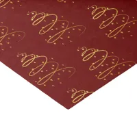 Abstract Sparkling Gold, Burgundy Christmas Tree Tissue Paper