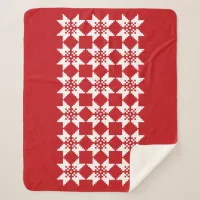 Christmas Nordic Knit Pattern Red Snowflake White Sherpa Blanket