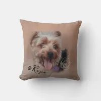 Personalized Yorkshire Terrier Dog Photo Image  Throw Pillow