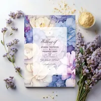 Pale Blue, Cream, and Lavender Floral Wedding Invitation