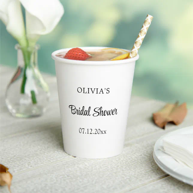 Stylish Minimalist Bridal Shower Paper Cups