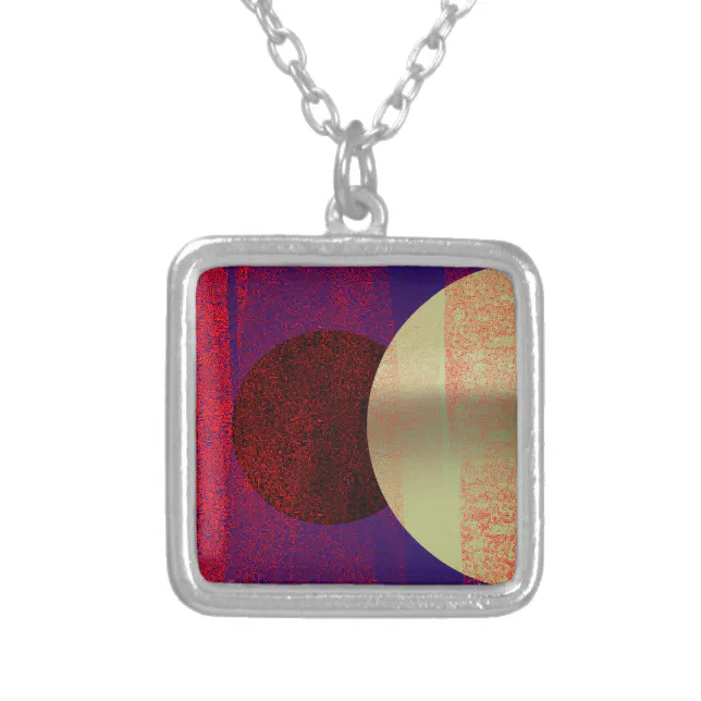 Lunar Eclipse - abstract Silver Plated Necklace