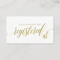 Elegant Wedding Registered At Registry Cards- Gold Enclosure Card