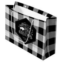 Wild Wonderful Christmas Black Buffalo Plaid ID604 Large Gift Bag