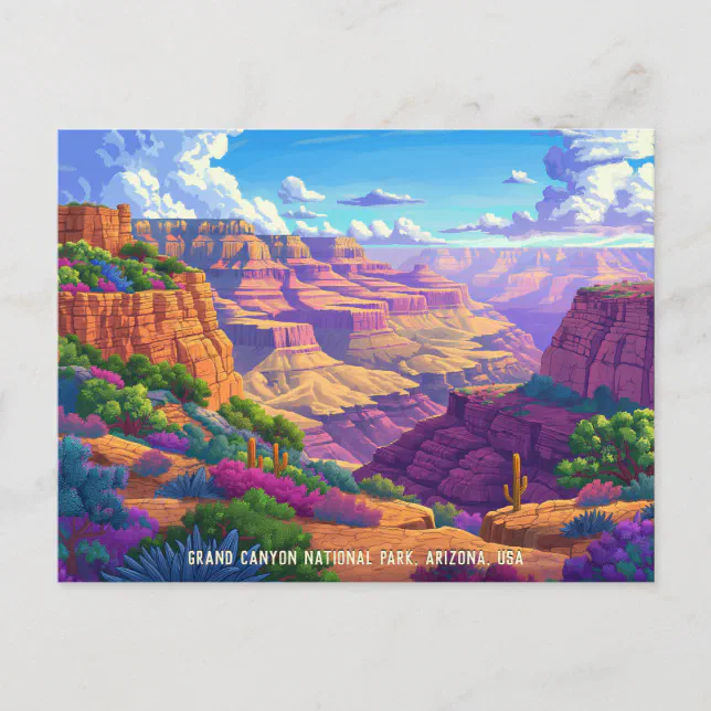 Modern illustration of Grand Canyon National Park Postcard