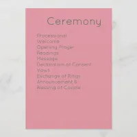 Modern Retro White & Pink Wedding Program