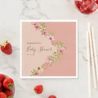 Baby in Bloom Baby Shower Pink Botanical Floral Napkins