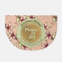 Peace & Joy, Pink Green Gold Christmas Door Mat