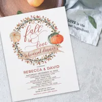 Fall in love pumpkins fall Rehearsal Dinner Invitation