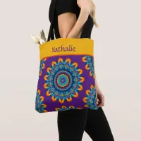 Vibrant Colorful Purple Boho Style Tote Bag