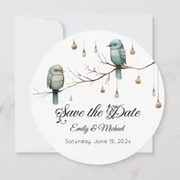 Rustic Woodland Love Birds Celebration Save The Date