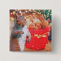 Cute Squirrel Christmas Nuts Holiday Button