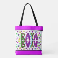 Raya, Girl's  Name Hearts and Stars Colorful Tote 