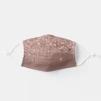 Metallic Rose Gold Glitter Drip Terra Cotta Icing Adult Cloth Face Mask