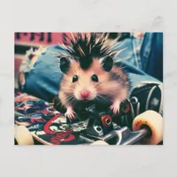 Punk Skateboarding Cute Hamster Postcard