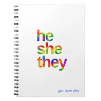 he she they pronouns tie dye  notebook