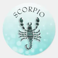 Teal Horoscope Scorpio Classic Round Sticker