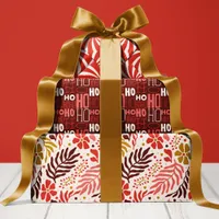 Festive Floral and Ho Ho Ho Christmas Wrapping Paper Sheets