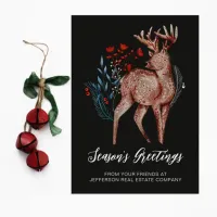 Rustic Reindeer Wreath Nordic Folk Business Holiday Postcard