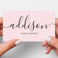 Modern Girly Blush Pink Minimalist Calligraphy Business Card