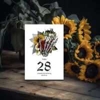 Autumn Rustic Floral Gothic Wedding Table Number