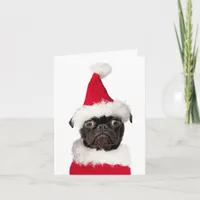 Cute Christmas Pug Puppy Santa Merry Pugmas Card