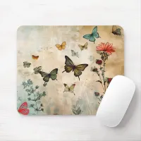 Butterflies and Spring Flowers Mouse Pad