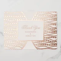 Modern Script Blush Pearl Thank You Card Rose Gold