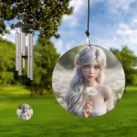 Beautiful April Fairy in Daisies Wind Chime