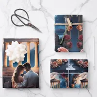 Beautiful Bride & Groom Standing by the Sea Wrapping Paper Sheets