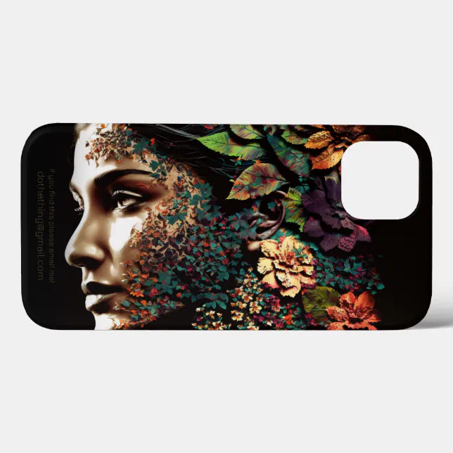 Woman's Face Made of Leaves and Flowers Digital iPhone 13 Case