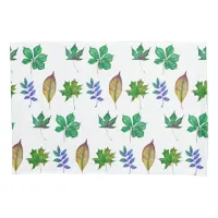 Green and Blue Watercolor Leaves Pillow Case