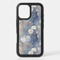 White Roses on Blue Background Oil Paint Style iPhone 16 Case