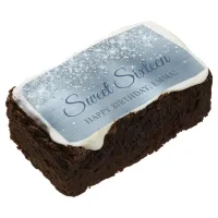 Glittery Light Blue Metallic Sweet Sixteen Brownie