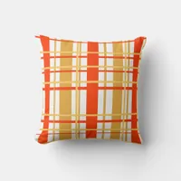 Orange, yellow and White Plaid Throw Pillow