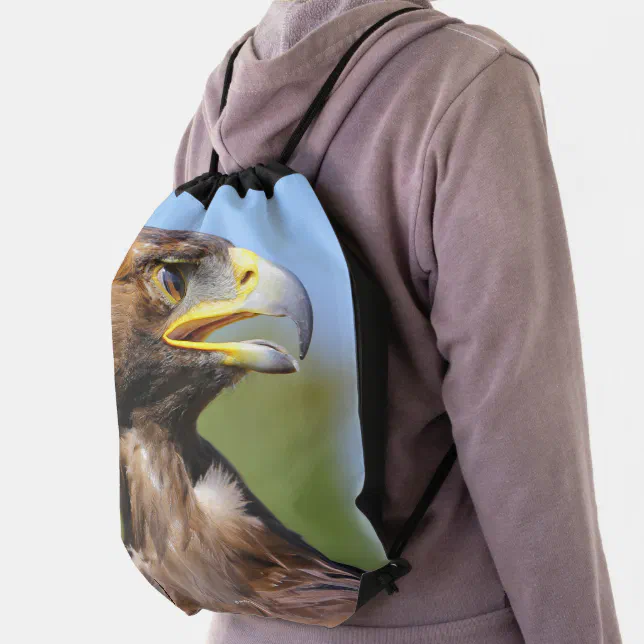 Vision of a Beautiful Young Golden Eagle Drawstring Bag