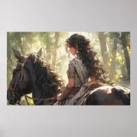 Anime horseback ride in the woods poster