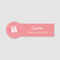 Simple White on Pink Round Logo Employee Name Tag