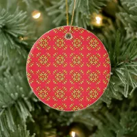 Christmas Holiday Charm Pattern 08 - Personalized Ceramic Ornament