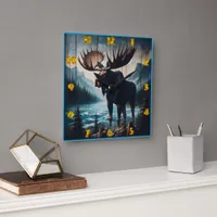 Majestic Moose Standing by a Lake at Dusk Square Wall Clock