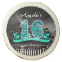 City Lights Sweet Sixteen Teal ID120 Sugar Cookie