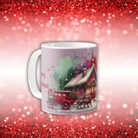 Monogram Festive Vintage Christmas on lilac | Coffee Mug