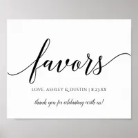 Typography Calligraphy Wedding Favors Sign | Black