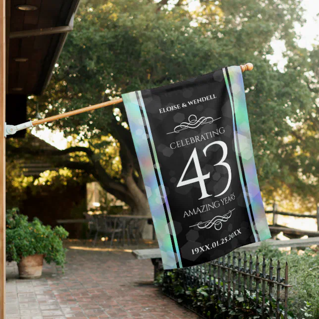 Elegant 43rd Opal Wedding Anniversary Celebration House Flag