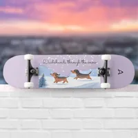 Dachshunds Through The Snow Monogrammed Christmas Skateboard